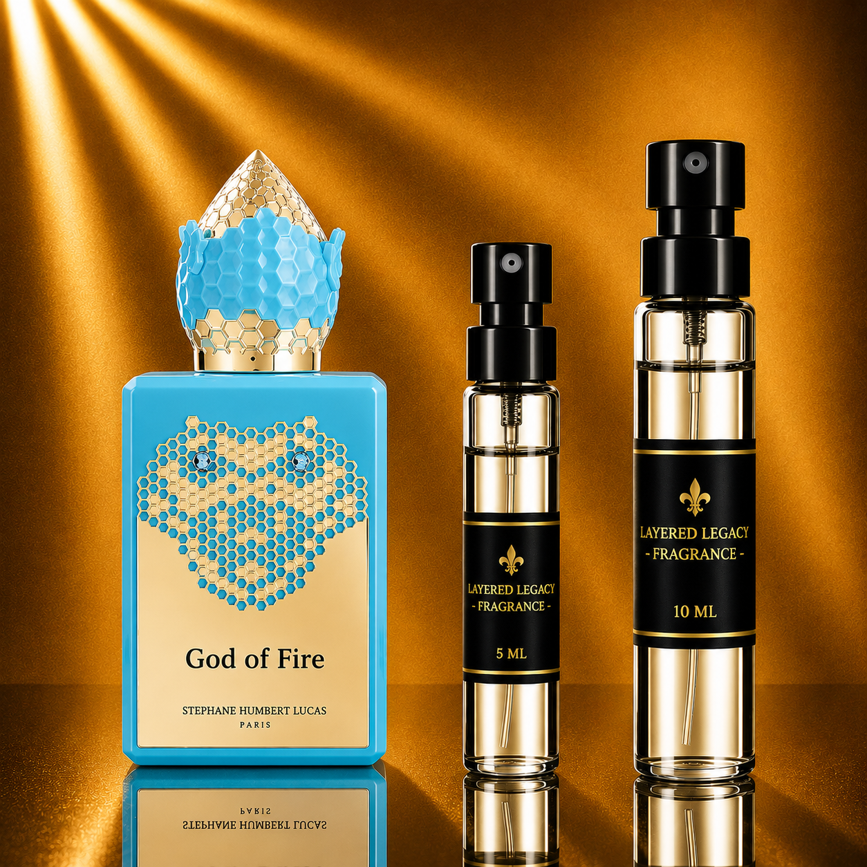 Stéphane Humbert Lucas God of Fire 5 ml and 10 ml fragrance decant presentation