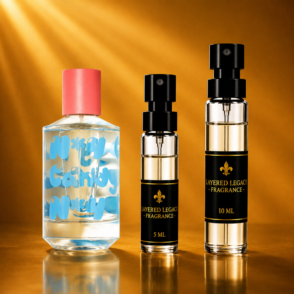 Thomas Kosmala No. 4 Candy fragrance bottle and Layered Legacy Fragrance decant