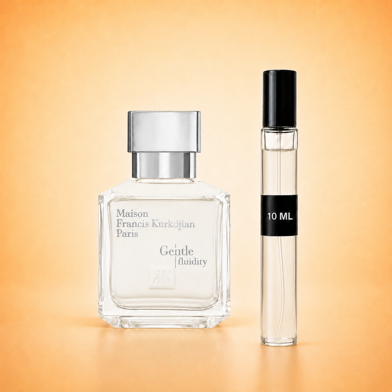 Maison Francis Kurkdjian Gentle Fluidity Silver bottle with 10 ml fragrance decant