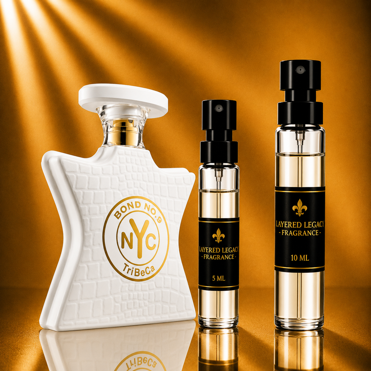 Bond No. 9 Tribeca fragrance bottle and Layered Legacy Fragrance decant