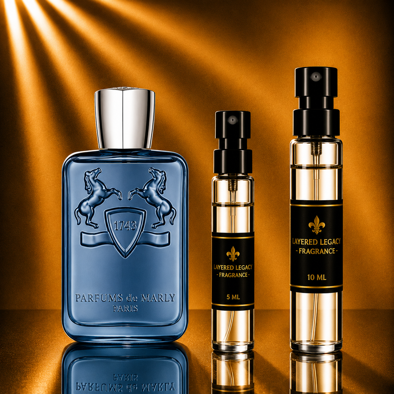 Parfums de Marly Percival fragrance bottle and Layered Legacy Fragrance decant