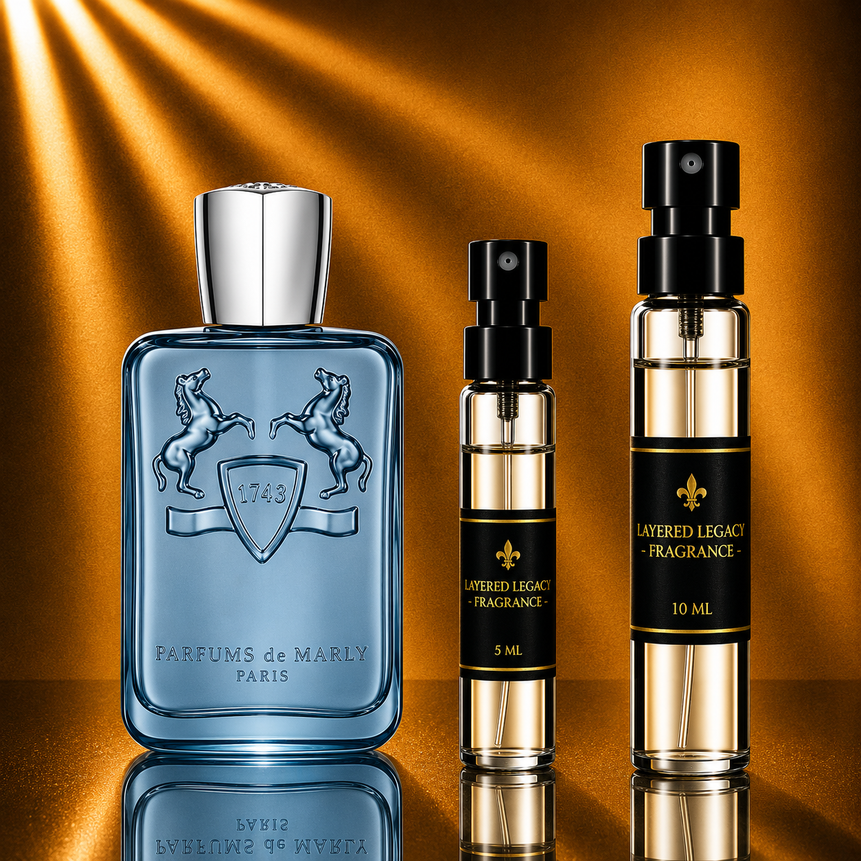 Parfums de Marly Sedley fragrance bottle and Layered Legacy Fragrance decant