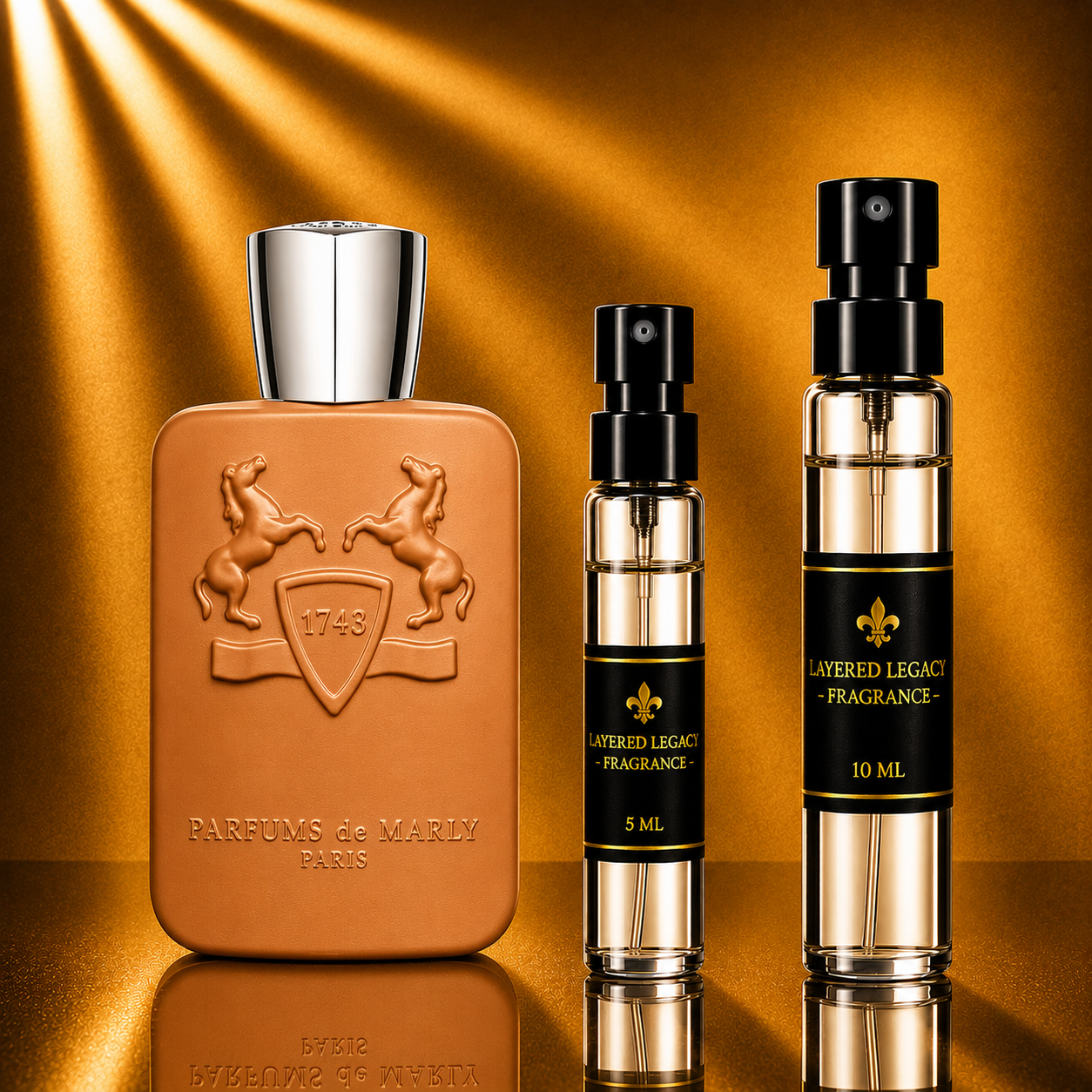 Parfums de Marly Althair fragrance bottle and Layered Legacy Fragrance decant