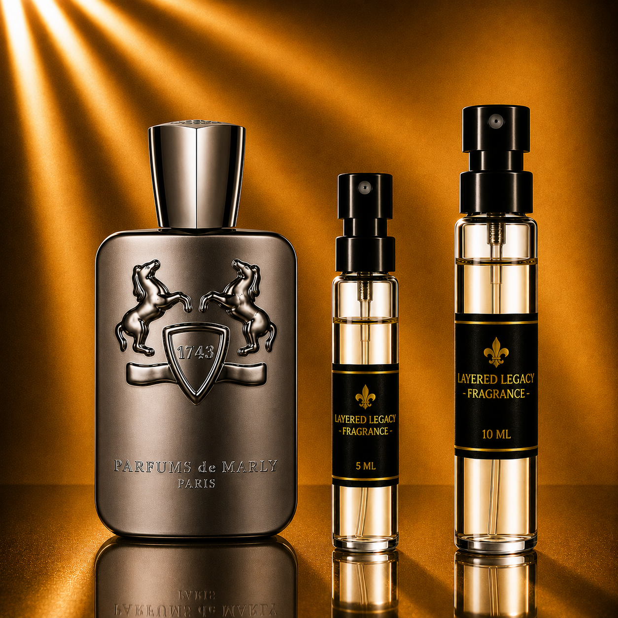 Parfums de Marly Herod fragrance bottle and Layered Legacy Fragrance decant