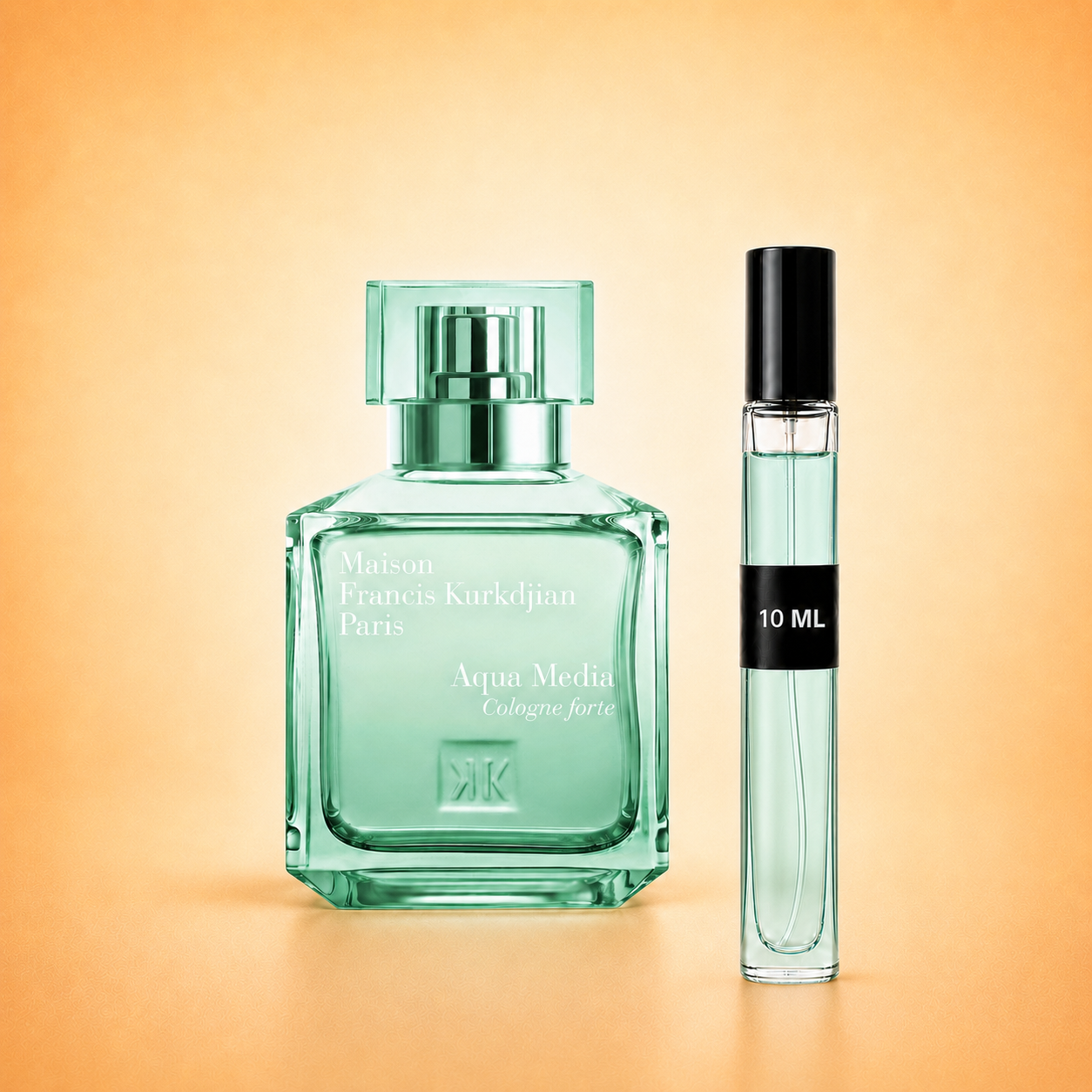 Maison Francis Kurkdjian Aqua Media Cologne Forte bottle with 10 ml fragrance decant