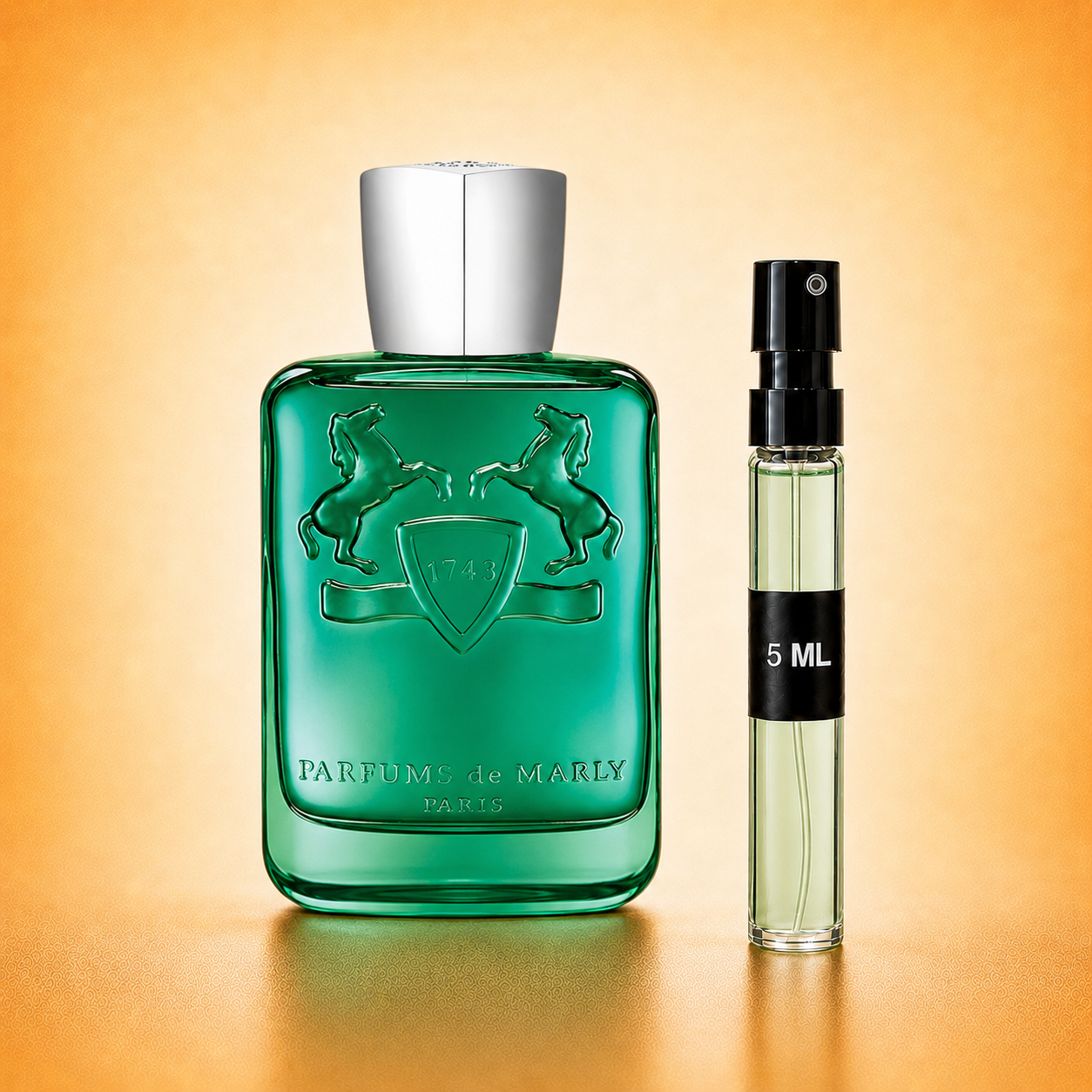 Parfums de Marly Greenley bottle with 5 ml fragrance decant